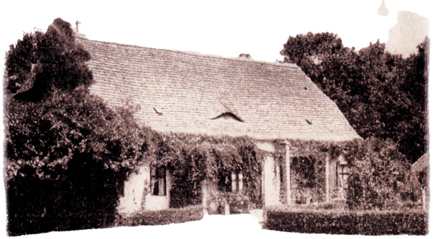 Historisches schwarz-weiß Bild vom Herrenhaus